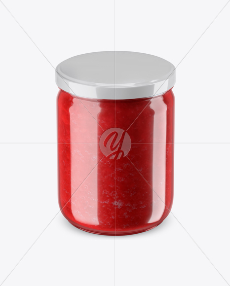 Clear Jar with Red Jam Mockup (High Angle Shot)