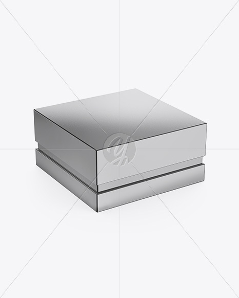 Metallic Box Mockup - Half Side View (High Angle Shot)