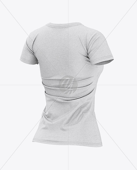 Women’s Heather Slim-Fit T-Shirt Mockup - Back Half-Side View