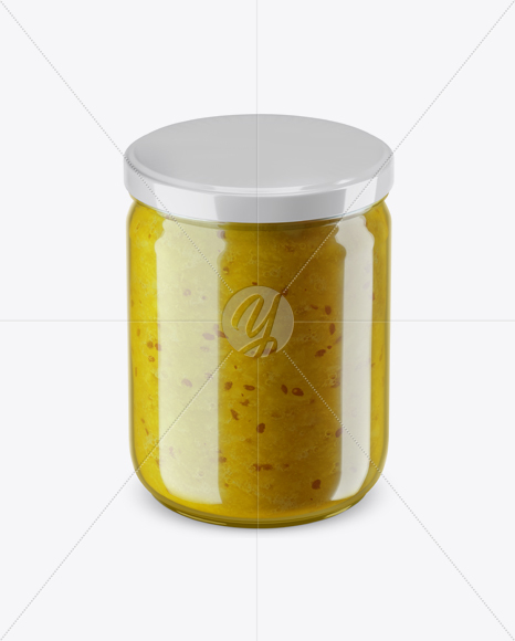 Clear Jar with Yellow Jam Mockup (High Angle Shot)