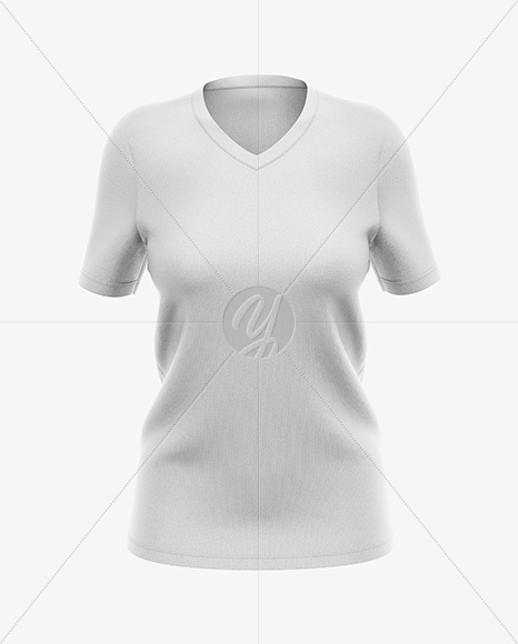 Women`s V-Neck T-Shirt Mockup - Front View