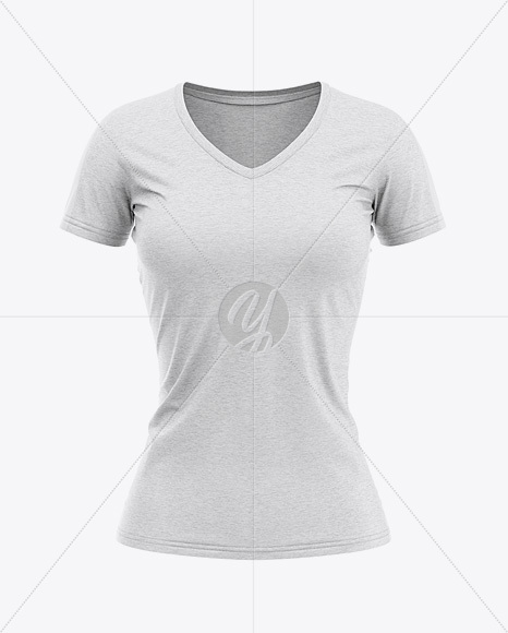 Women’s Heather Slim-Fit V-Neck T-Shirt Mockup - Front View