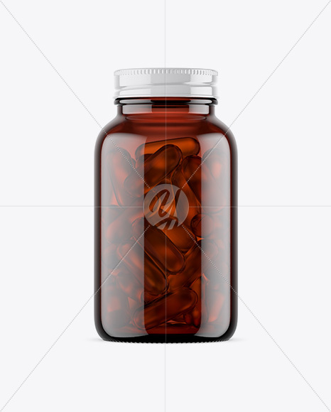 Amber Glass Fish Oil Bottle Mockup