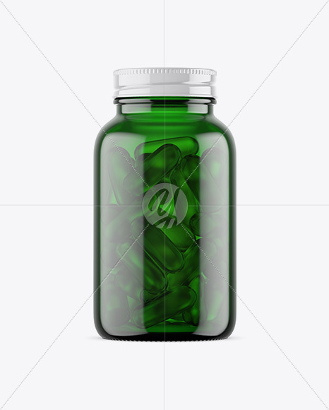 Green Glass Fish Oil Bottle Mockup - Free Download Images High Quality