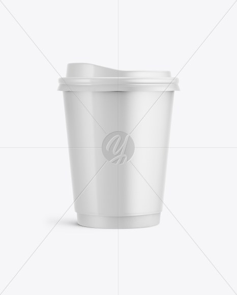 Glossy Paper Coffee Cup Mockup - Front View