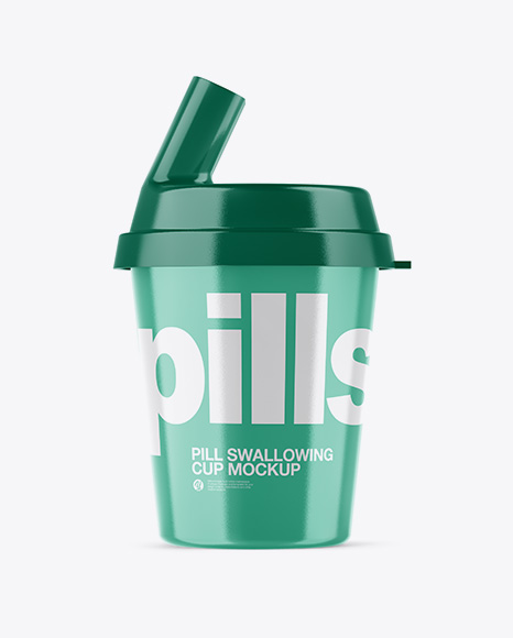 Glossy Pill Swallowing Cup Mockup