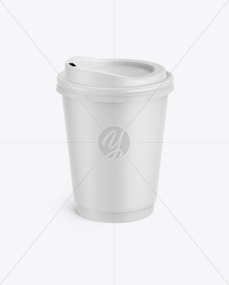 Matte Paper Coffee Cup Mockup - Front View (High-Angle Shot)