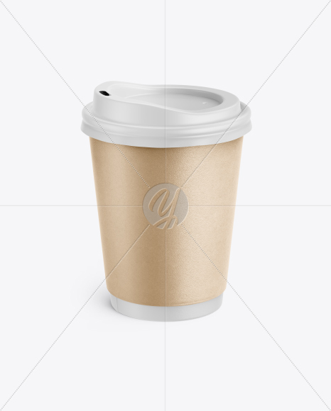 Kraft Coffee Cup Mockup - Front View (High-Angle Shot)