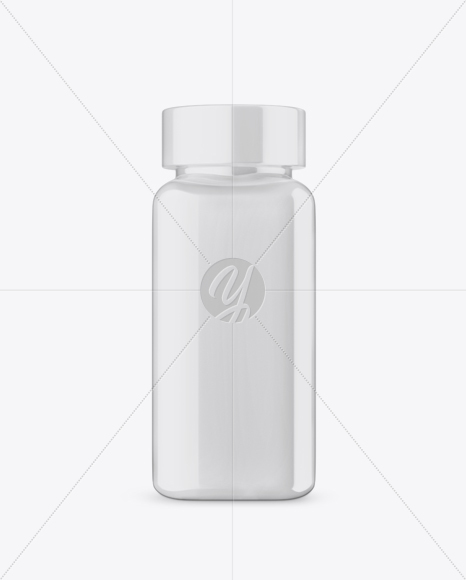 Plastic Jar in Glossy Shrink Sleeve Mockup - Front View