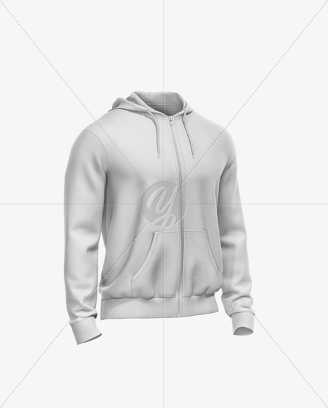 Men’s Full-Zip Hoodie Mockup - Half Side View