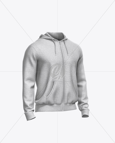 Melange Men’s Full-Zip Hoodie Mockup - Half Side View