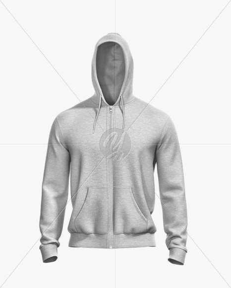 Melange Men’s Full-Zip Hoodie Mockup - Front View