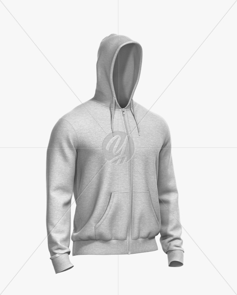 Melange Men’s Full-Zip Hoodie Mockup - Half Side View