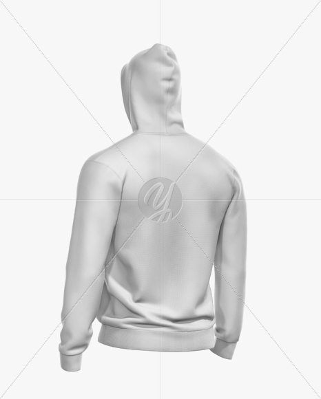 Men’s Full-Zip Hoodie Mockup - Back Half Side View