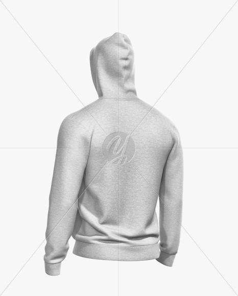 Melange Men’s Full-Zip Hoodie Mockup - Back Half Side View