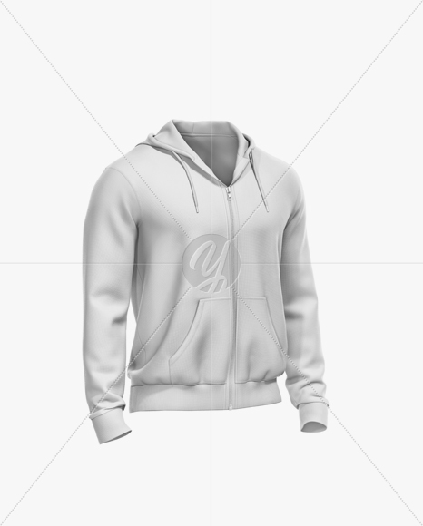 Men’s Full-Zip Hoodie Mockup - Half Side View