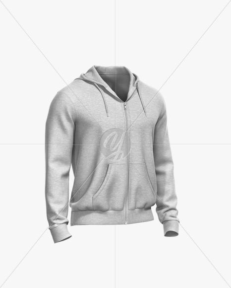 Melange Men’s Full-Zip Hoodie Mockup - Half Side View