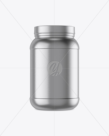 2lb Protein Jar in Metallic Shrink Sleeve Mockup - Free Download Images