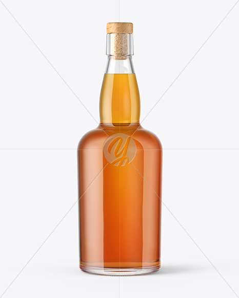 Whiskey Bottle with Wooden Cap Mockup