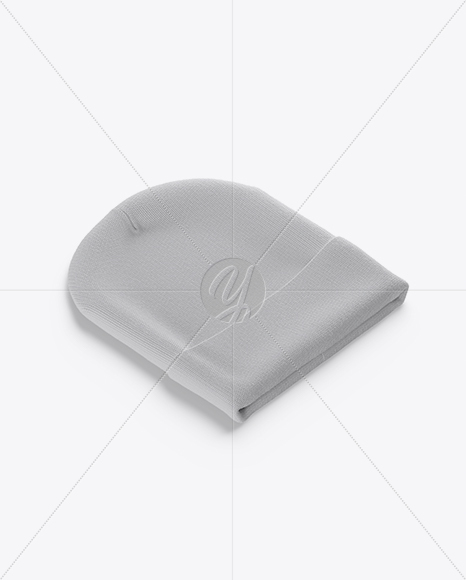 Beanie Hat Mockup - Half Side View (High-Angle Shot)