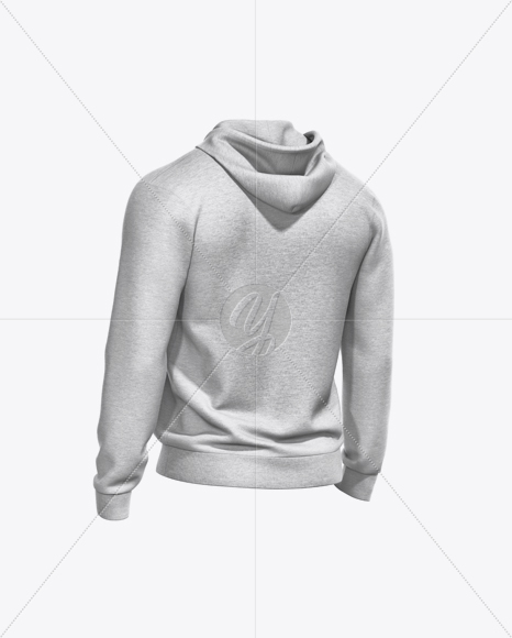 Melange Men’s Full-Zip Hoodie Mockup - Back Half Side View