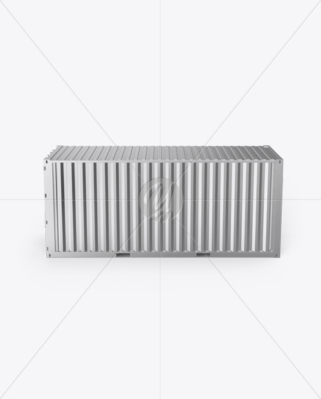 20F Metallic Shipping Container Mockup - Front View (High-Angle Shot)