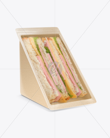 Kraft Sandwich Pack Mockup - Half Side View