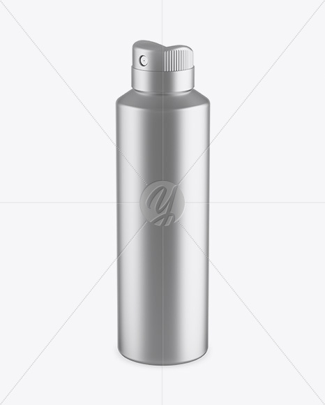 Metallic Spray Bottle Mockup - Half Side View (High-Angle Shot)