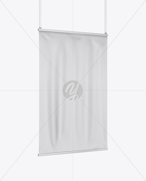 Matte Banner Mockup - Half Side View