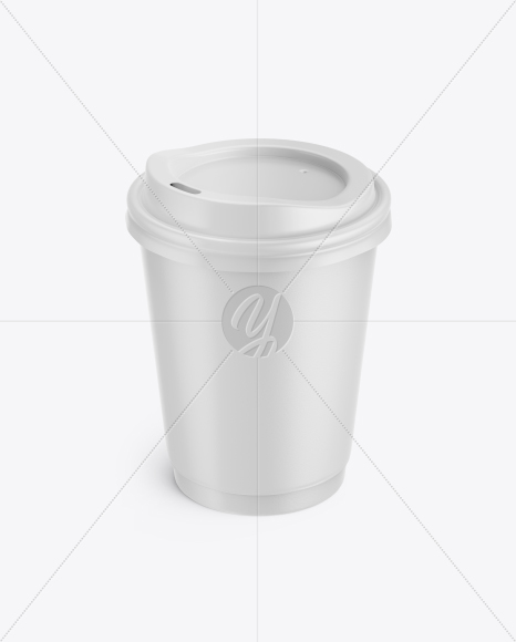 Matte Paper Coffee Cup Mockup - Front View (High-Angle Shot)