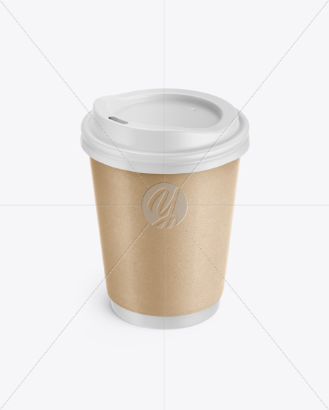 Kraft Coffee Cup Mockup - Front View (High-Angle Shot)
