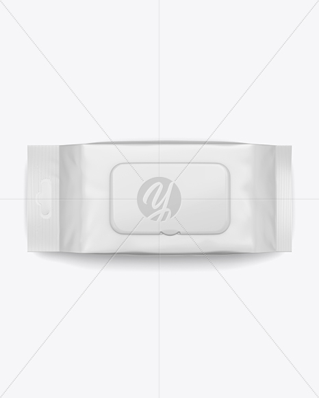 Matte Wet Wipes Pack W/ Plastic Cap Mockup - Top View