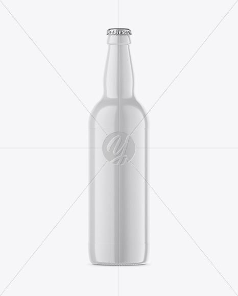 Glossy Ceramic Beer Bottle Mockup