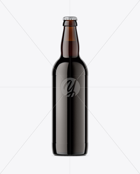 Amber Glass Bottle With Dark Beer Mockup Amber Glass Bottle With Dark Beer Mockup
