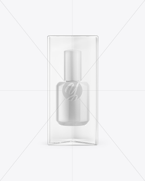 Nail Polish Bottle in Transparent Box Mockup - Front View