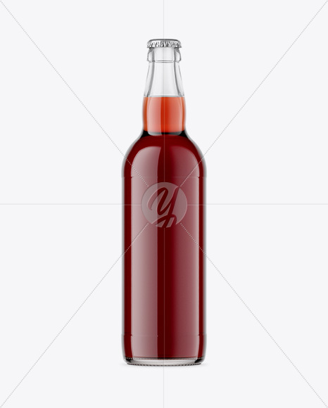 Clear Glass Bottle With Red Ale Mockup