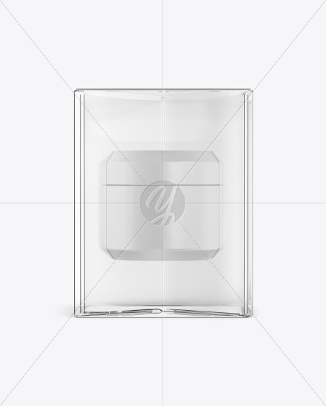 Cosmetic Jar in Transparent Box Mockup - Front View