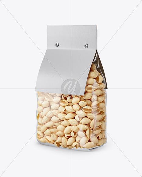 Conchiglie Pasta with Paper Label Mockup - Half Side View