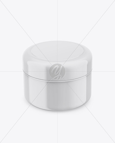 Glossy Plastic Cosmetic Jar Mockup - Front View (High Angle Shot)