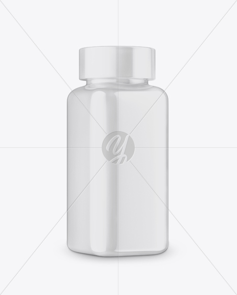 Plastic Jar in Glossy Shrink Sleeve Mockup - Half Side View