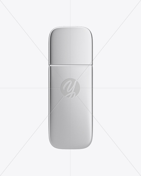 Metallic USB Flash Drive Mockup - Top View