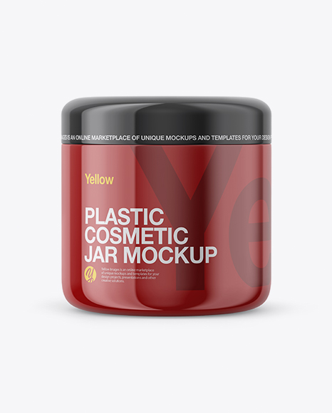 Glossy Plastic Cosmetic Jar Mockup