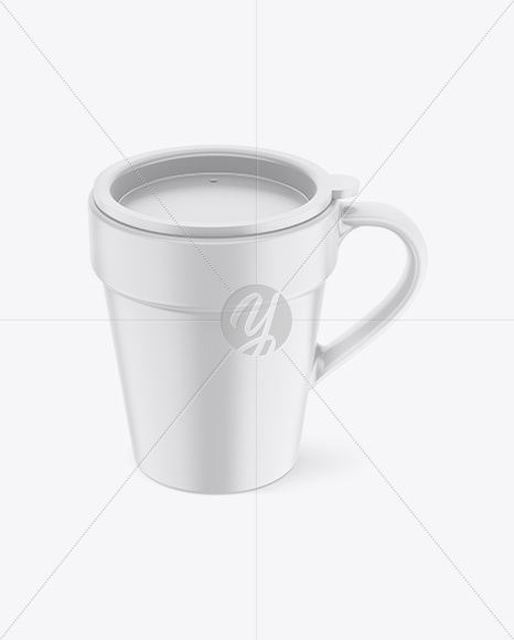 Matte Mug w/ Cap Mockup - Front View (High-Angle Shot)