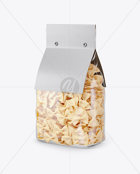 Farfalle Pasta with Paper Label Mockup - Half Side View