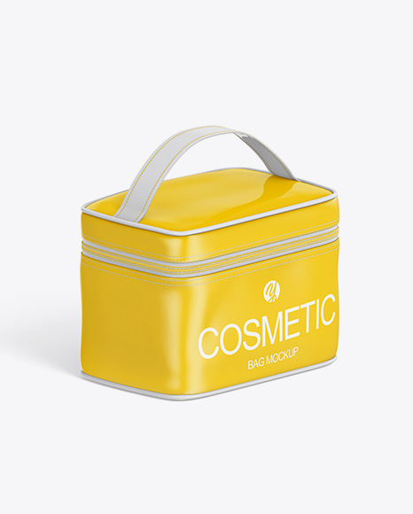 Glossy Cosmetic Bag Mockup - Half Side View