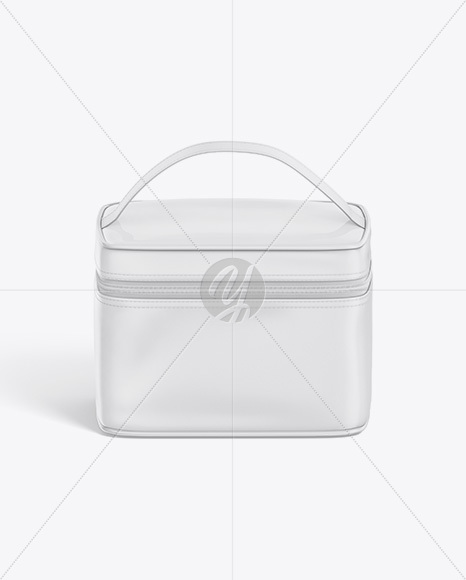 Glossy Cosmetic Bag Mockup - Front View (High-Angle Shot)