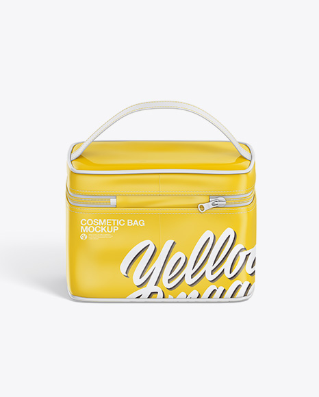 Glossy Cosmetic Bag Mockup - Back View (High-Angle Shot)