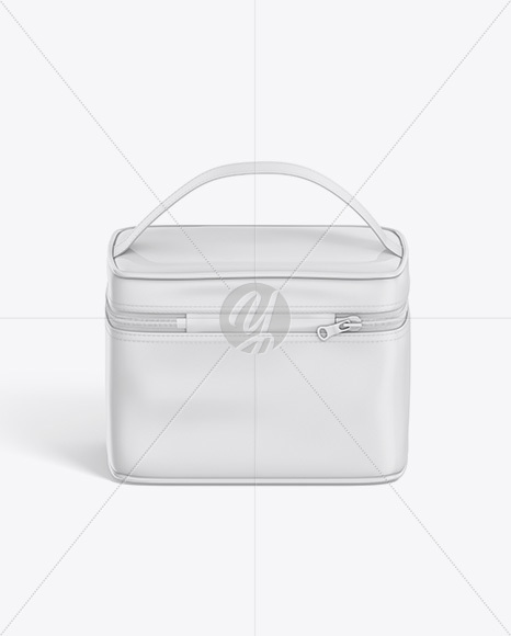 Glossy Cosmetic Bag Mockup - Back View (High-Angle Shot)