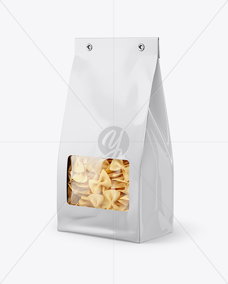 Paper Bag with Fiocchi Rigati Pasta Mockup - Half Side View