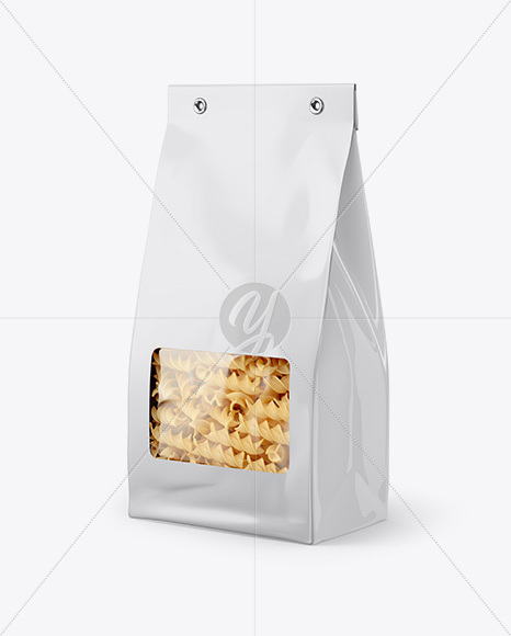 Paper Bag with Fusilli Pasta Mockup - Half Side View